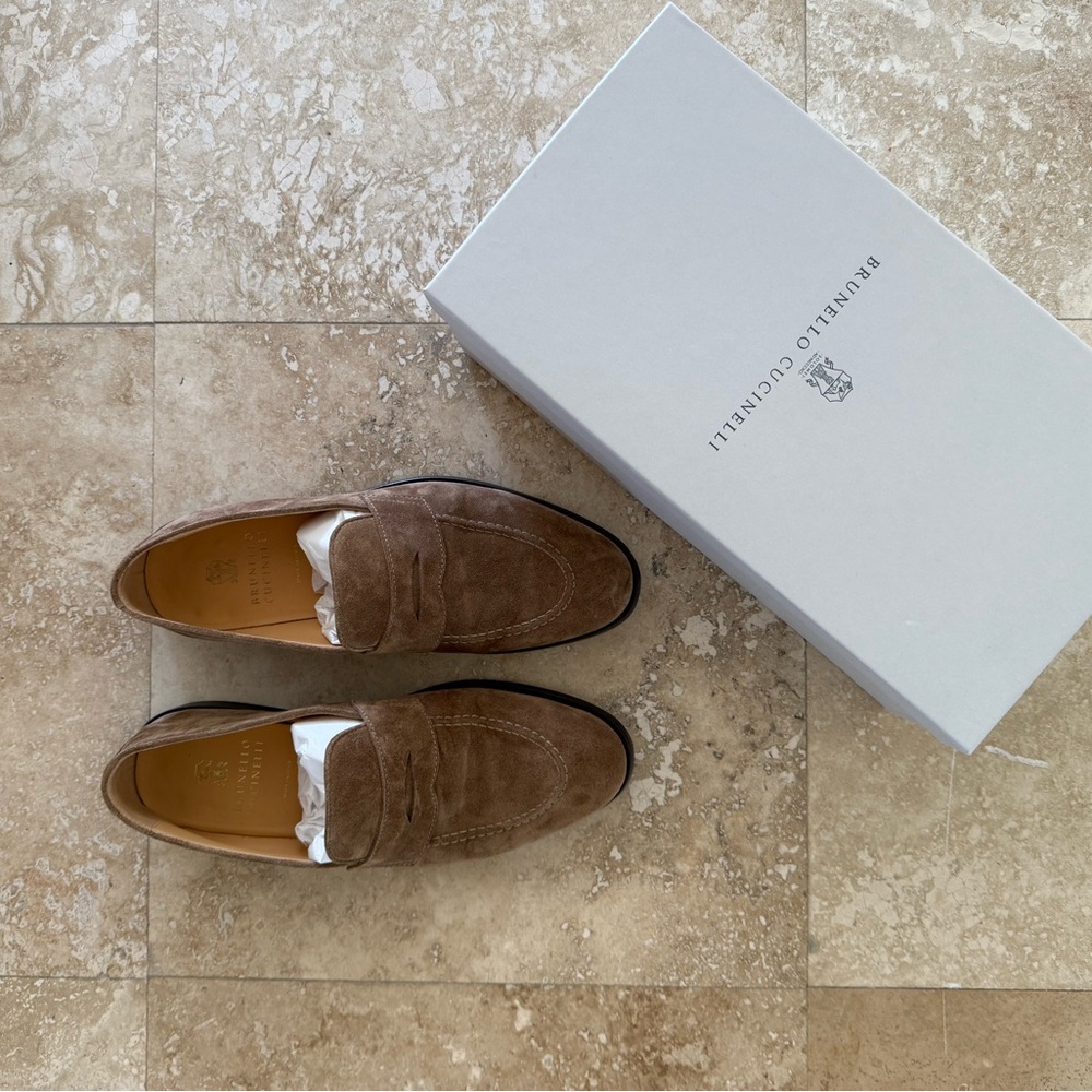 Brunello Cucinelli Men's Loafer Brown Penny Size 43 Made In Italy